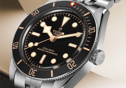 Tudor Black Bay 58 M7939A1A0NU in steel with black gilt dial, black bezel with red triangle and five-link steel bracelet